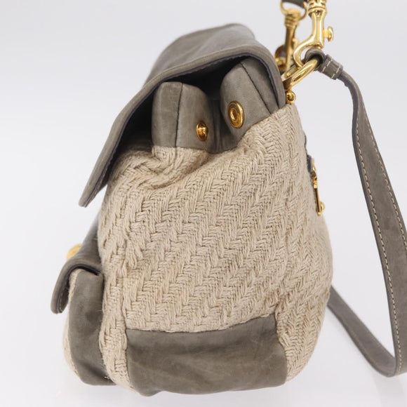 Miu Miu Hand Bag Leather 2way Gray Gold Auth 167708A