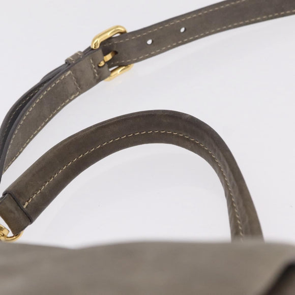 Miu Miu Hand Bag Leather 2way Gray Gold Auth 167708A