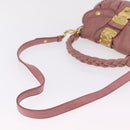 Miu Miu Hand Bag Leather 2way Pink Gold Auth 167711A-9