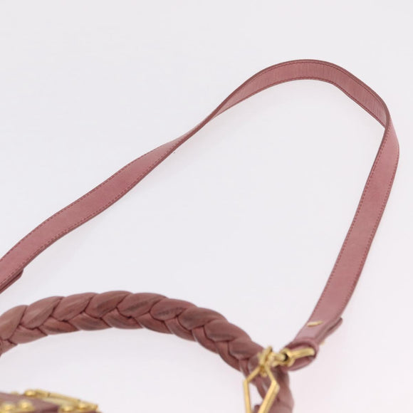Miu Miu Hand Bag Leather 2way Pink Gold Auth 167711A