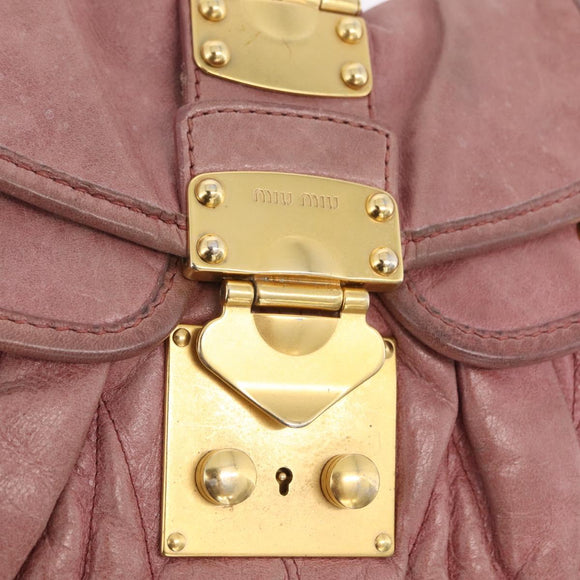 Miu Miu Hand Bag Leather 2way Pink Gold Auth 167711A