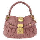 Miu Miu Hand Bag Leather 2way Pink Gold Auth 167711A-13