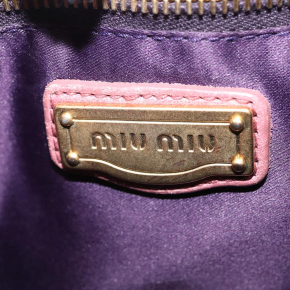 Miu Miu Hand Bag Leather 2way Pink Gold Auth 167711A