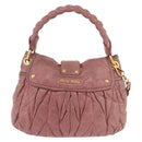 Miu Miu Hand Bag Leather 2way Pink Gold Auth 167711A-2