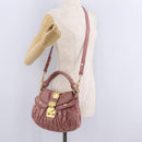 Miu Miu Hand Bag Leather 2way Pink Gold Auth 167711A-31