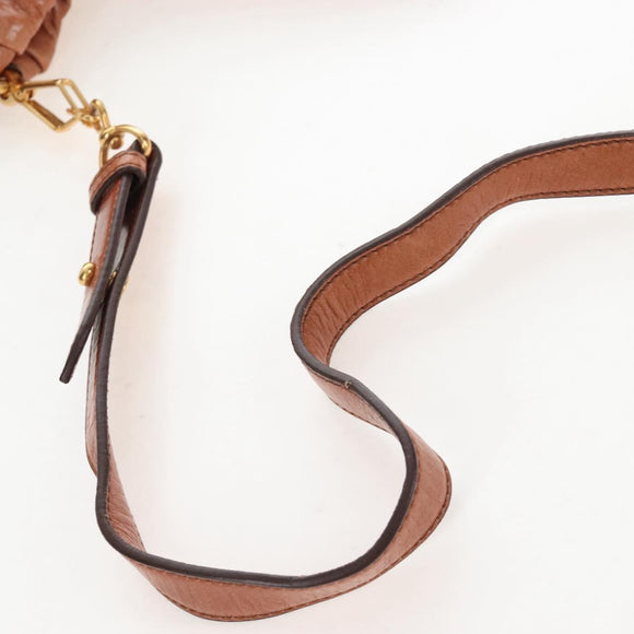 Miu Miu Hand Bag Leather 2way Brown Gold Auth 167713M