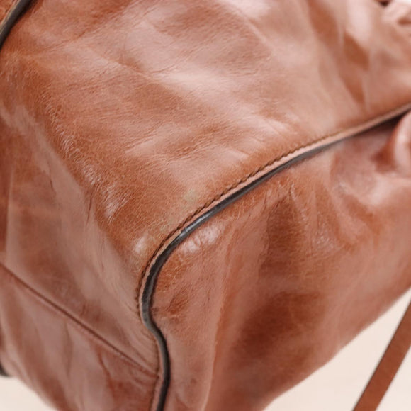 Miu Miu Hand Bag Leather 2way Brown Gold Auth 167713M