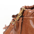 Miu Miu Hand Bag Leather 2way Brown Gold Auth 167713M-23
