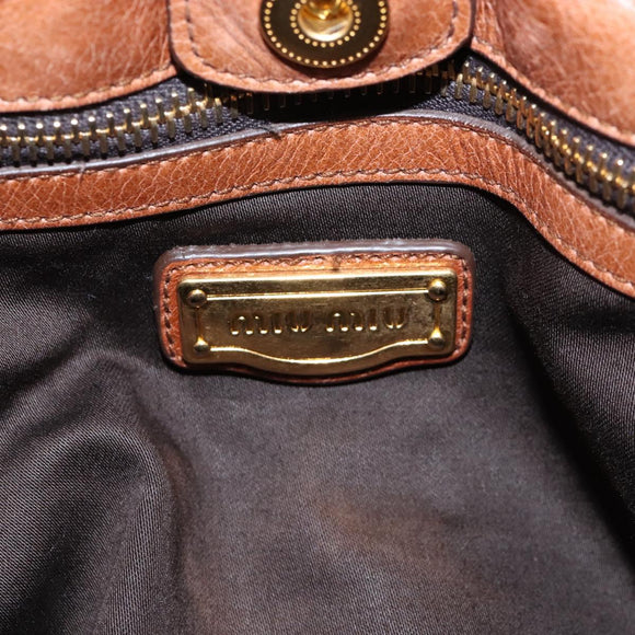 Miu Miu Hand Bag Leather 2way Brown Gold Auth 167713M