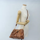 Miu Miu Hand Bag Leather 2way Brown Gold Auth 167713M-30
