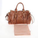 Miu Miu Hand Bag Leather 2way Brown Gold Auth 167713M-12