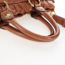 Miu Miu Hand Bag Leather 2way Brown Gold Auth 167713M-7