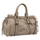 Miu Miu Hand Bag Leather 2way Beige Gold Auth 167714M-1