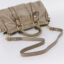 Miu Miu Hand Bag Leather 2way Beige Gold Auth 167714M-10