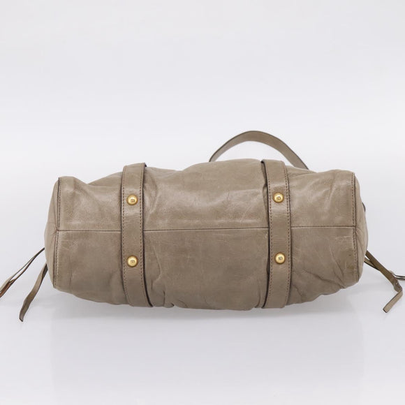 Miu Miu Hand Bag Leather 2way Beige Gold Auth 167714M