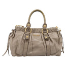 Miu Miu Hand Bag Leather 2way Beige Gold Auth 167714M-13