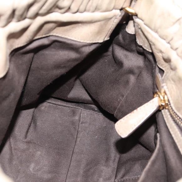 Miu Miu Hand Bag Leather 2way Beige Gold Auth 167714M