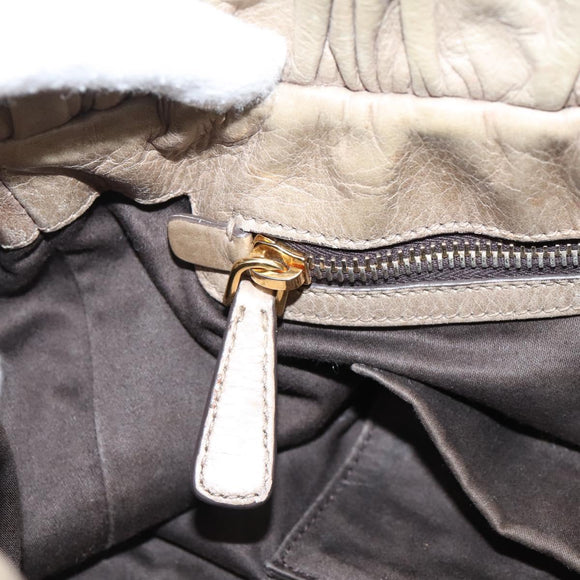 Miu Miu Hand Bag Leather 2way Beige Gold Auth 167714M