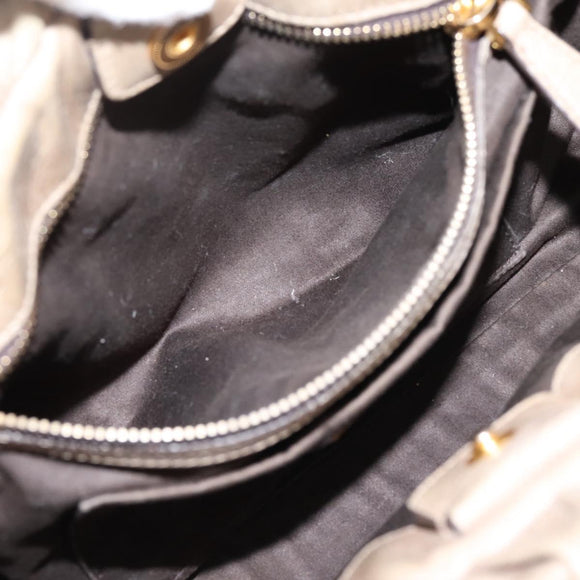 Miu Miu Hand Bag Leather 2way Beige Gold Auth 167714M