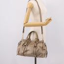 Miu Miu Hand Bag Leather 2way Beige Gold Auth 167714M-25