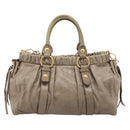 Miu Miu Hand Bag Leather 2way Beige Gold Auth 167714M-2