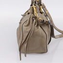 Miu Miu Hand Bag Leather 2way Beige Gold Auth 167714M-3