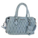 Miu Miu Matelasse Hand Bag Leather 2way Light Blue Silver Auth 167715M-1