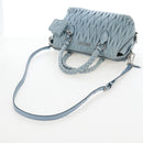 Miu Miu Matelasse Hand Bag Leather 2way Light Blue Silver Auth 167715M-8