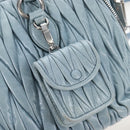 Miu Miu Matelasse Hand Bag Leather 2way Light Blue Silver Auth 167715M-25