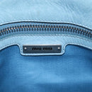 Miu Miu Matelasse Hand Bag Leather 2way Light Blue Silver Auth 167715M-29