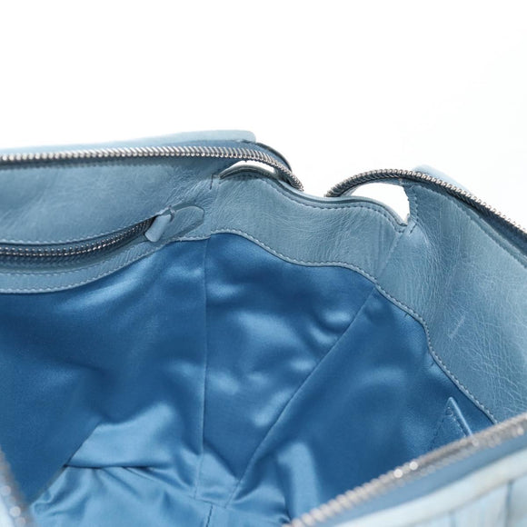 Miu Miu Matelasse Hand Bag Leather 2way Light Blue Silver Auth 167715M
