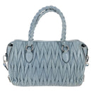 Miu Miu Matelasse Hand Bag Leather 2way Light Blue Silver Auth 167715M-2