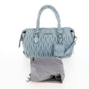 Miu Miu Matelasse Hand Bag Leather 2way Light Blue Silver Auth 167715M-12