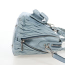 Miu Miu Matelasse Hand Bag Leather 2way Light Blue Silver Auth 167715M-4