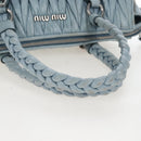 Miu Miu Matelasse Hand Bag Leather 2way Light Blue Silver Auth 167715M-6