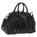 Miu Miu Hand Bag Leather 2way Black Gold Auth 167716SAM-1
