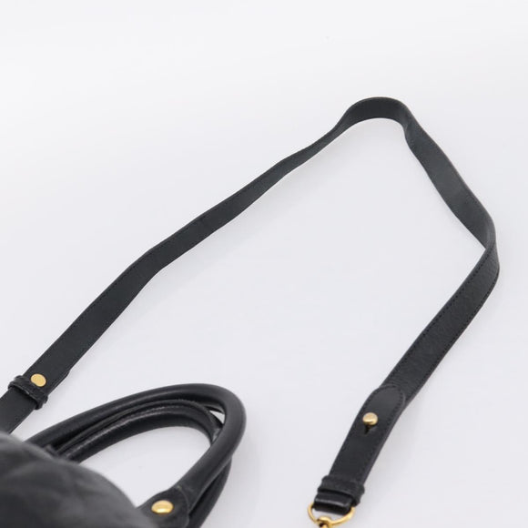Miu Miu Hand Bag Leather 2way Black Gold Auth 167716SAM