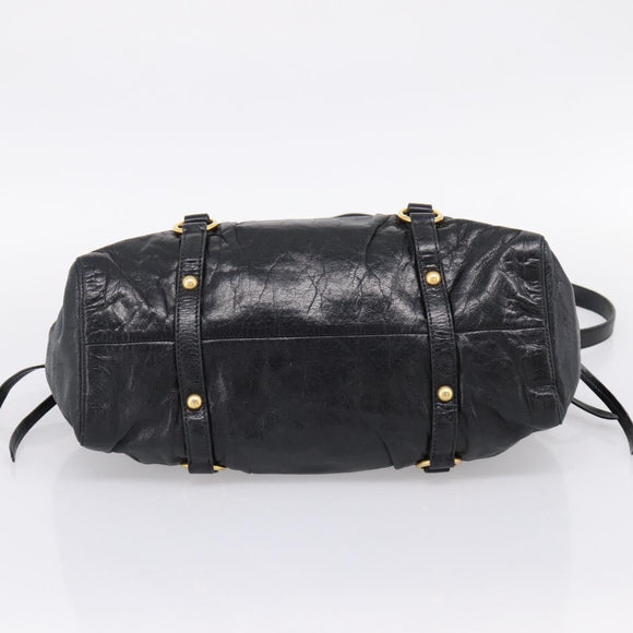 Miu Miu Hand Bag Leather 2way Black Gold Auth 167716SAM