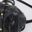 Miu Miu Hand Bag Leather 2way Black Gold Auth 167716SAM-18