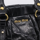 Miu Miu Hand Bag Leather 2way Black Gold Auth 167716SAM-20