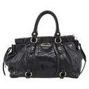Miu Miu Hand Bag Leather 2way Black Gold Auth 167716SAM-13