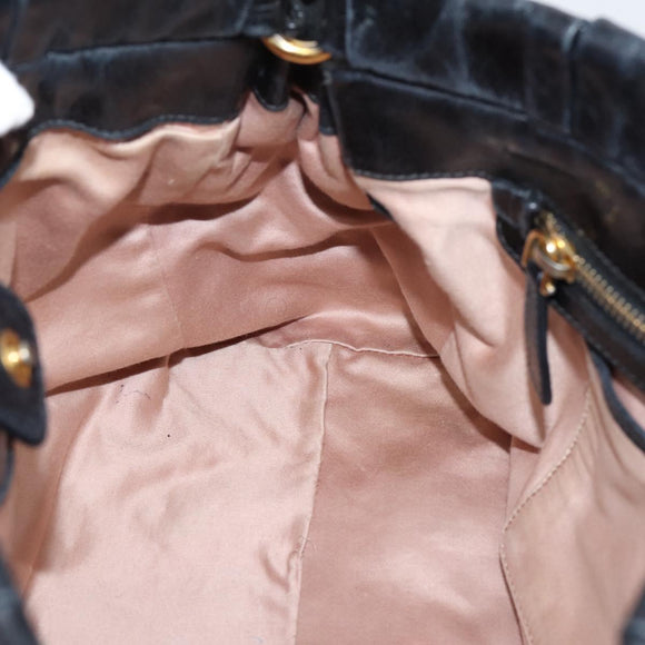 Miu Miu Hand Bag Leather 2way Black Gold Auth 167716SAM