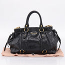 Miu Miu Hand Bag Leather 2way Black Gold Auth 167716SAM-12