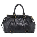 Miu Miu Hand Bag Leather 2way Black Gold Auth 167716SAM-2