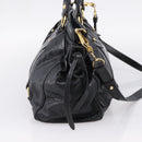Miu Miu Hand Bag Leather 2way Black Gold Auth 167716SAM-3