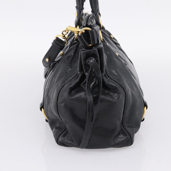 Miu Miu Hand Bag Leather 2way Black Gold Auth 167716SAM