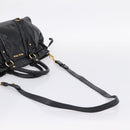 Miu Miu Hand Bag Leather 2way Black Gold Auth 167716SAM-8