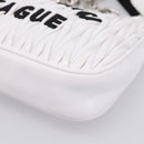 Miu Miu Hand Bag Leather 2way White Silver Auth 167717SAM-16