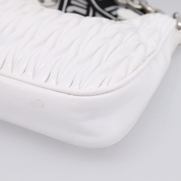 Miu Miu Hand Bag Leather 2way White Silver Auth 167717SAM