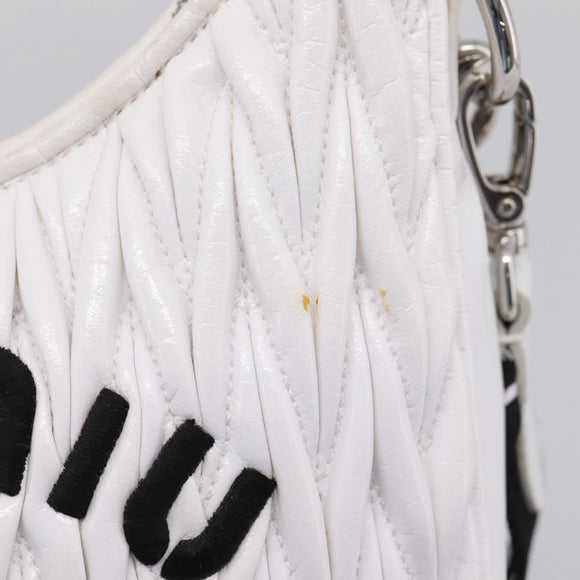 Miu Miu Hand Bag Leather 2way White Silver Auth 167717SAM